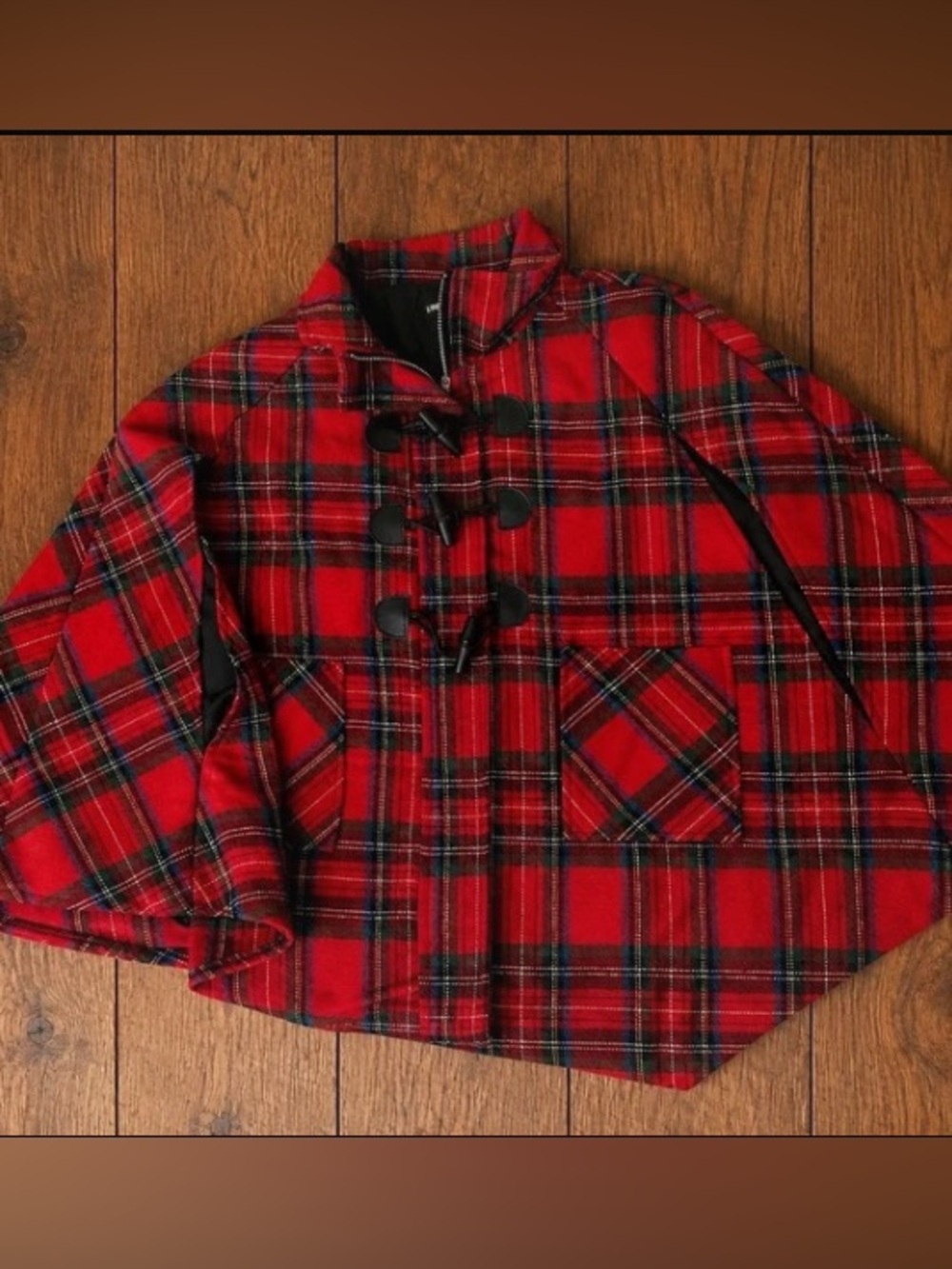 Red Plaid Toggle Jacket - Unbranded